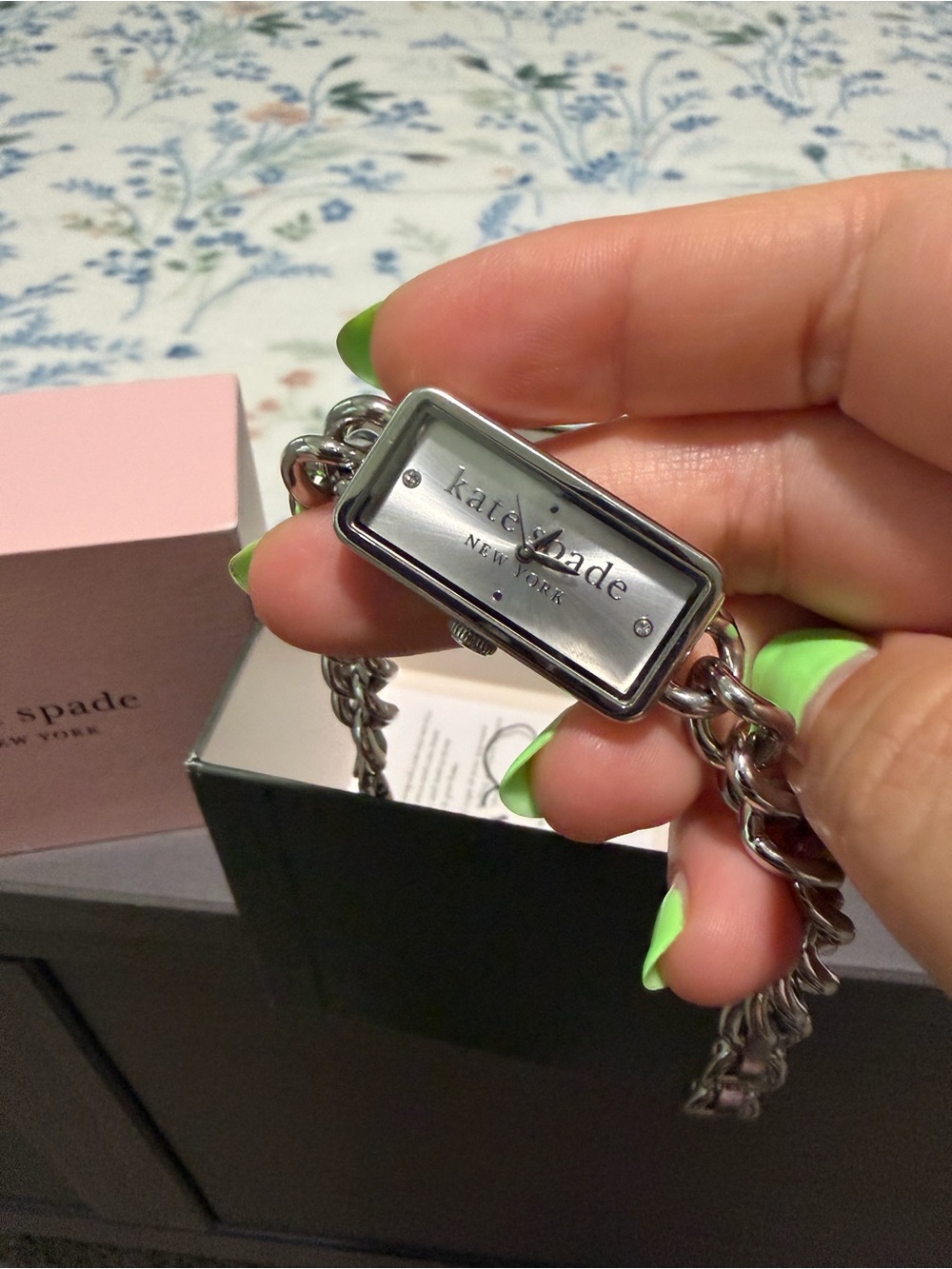 kate spade Silver Rectangular Chain Bracelet Watch